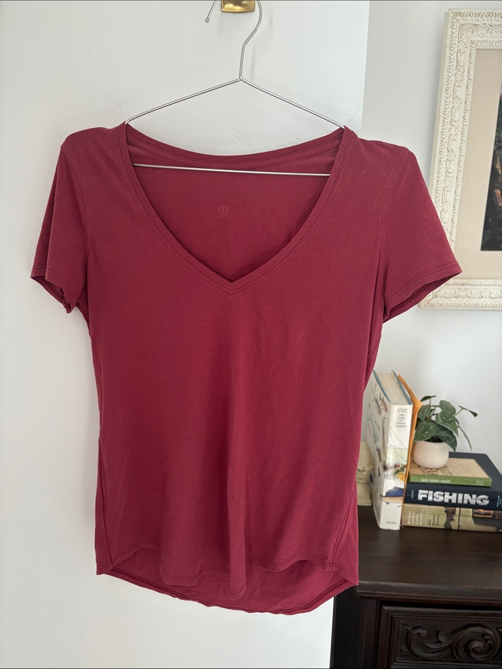 Lululemon V-Neck Short Sleeve Top - Burgundy